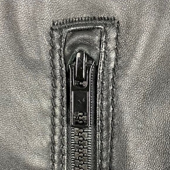 Diesel Men's Black Lamb Leather Full Zip Bomber Jacket Epaulettes US S - Picture 12 of 16